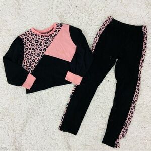 Pat pat Pink and Black Leopard Print Lounge Set size 6-7